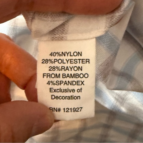 Johnnie O Shirt Mens medium Blue Plaid Button Up Top‎ Shelf Casual Preppy - Picture 7 of 7